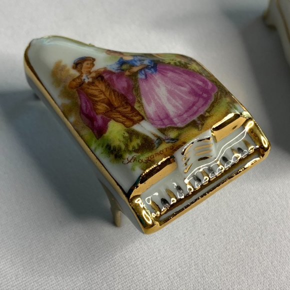 LIMOGES France Miniature Porcelain Piano Table Bed - Picture 3 of 9